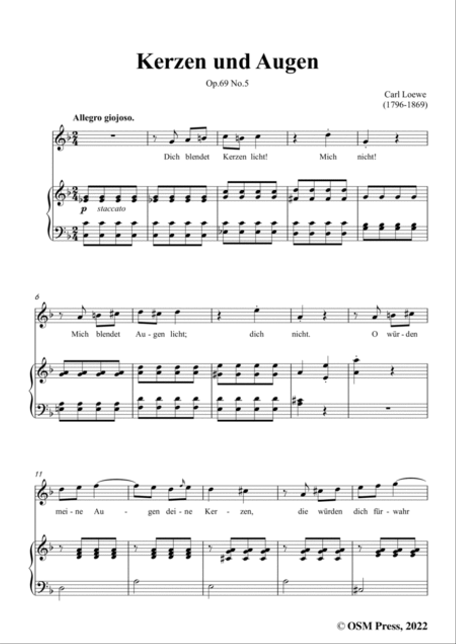 Loewe-Kerzen und Augen,Op.69 No.5,in F Major image number null