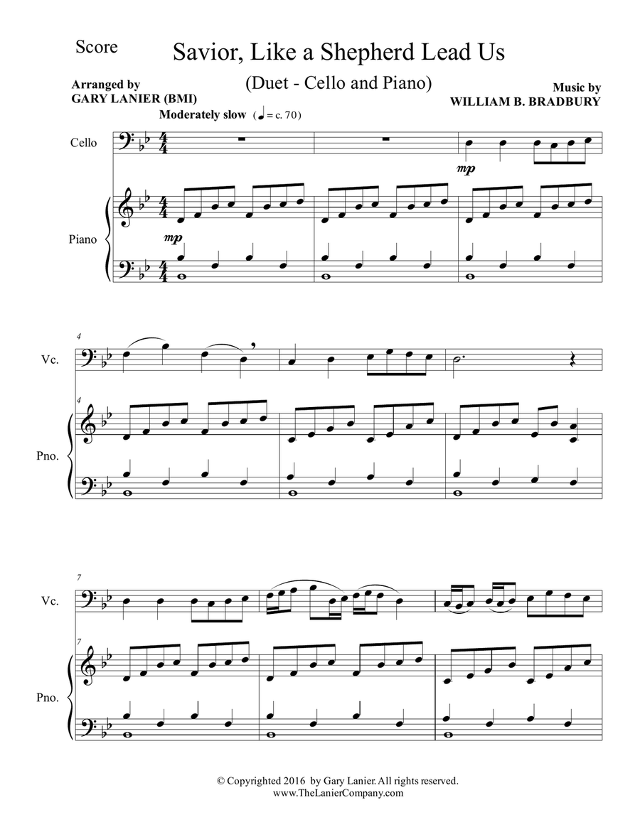 SAVIOR, LIKE A SHEPHERD LEAD US (Duet – Cello & Piano with Parts) Piano scores gallery preview page 2