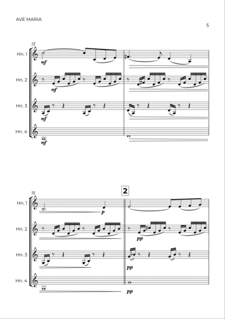AVE MARIA - GONOUD - HORN QUARTET French Horn Quartet scores gallery preview page 5