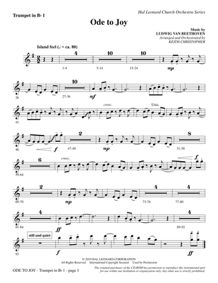 Ode To Joy (Does Not Match SATB 08752035) - Bb Trumpet 1