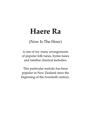 Book cover for Haere Ra (Now Is The Hour), for Violin and Piano