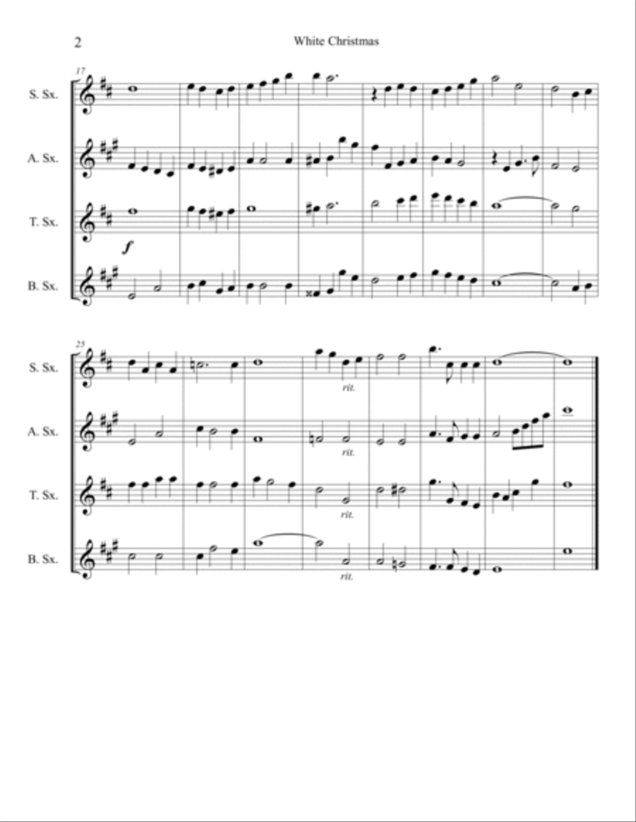 White Christmas Saxophone Quartet scores gallery preview page 2