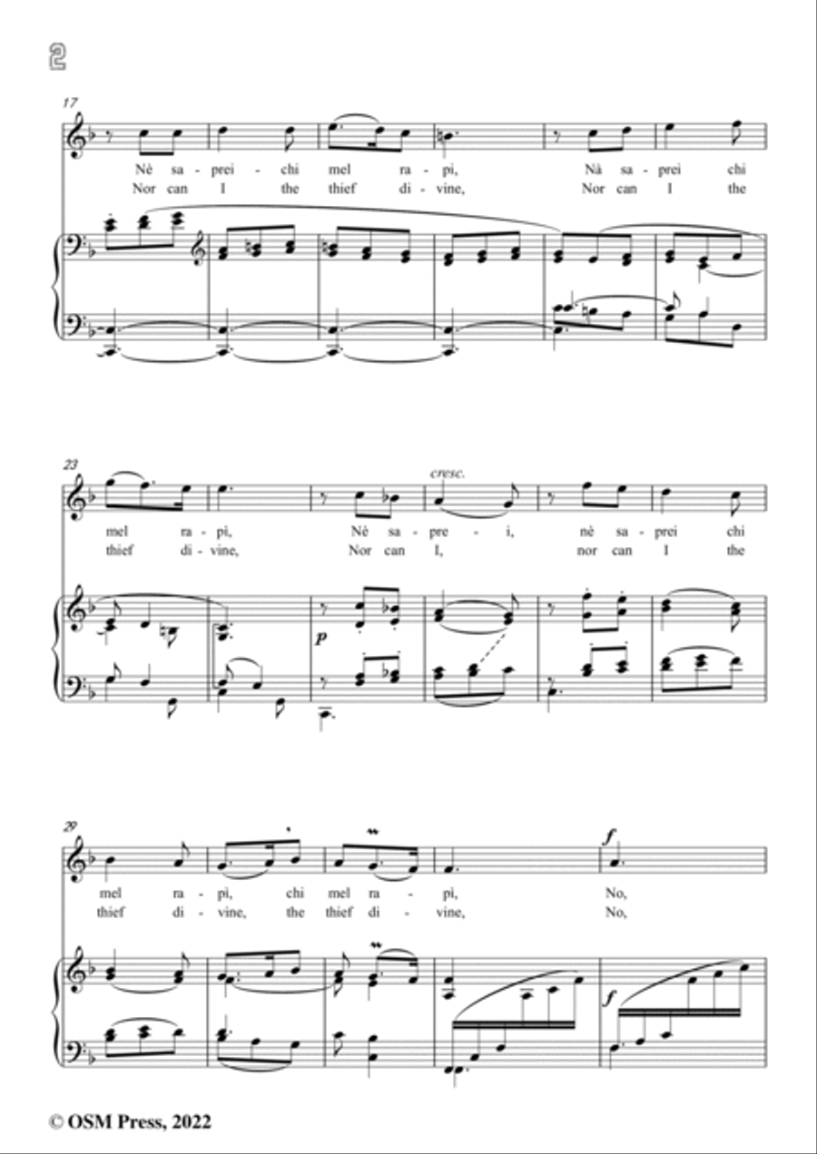 Ruggiero Fedeli-Il mio core non e con me,in F Major Voice scores gallery preview page 4