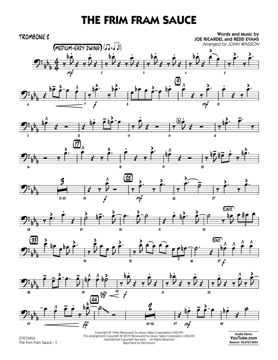The Frim Fram Sauce (arr. John Wasson) - Trombone 2 Jazz Ensemble scores gallery preview page 1