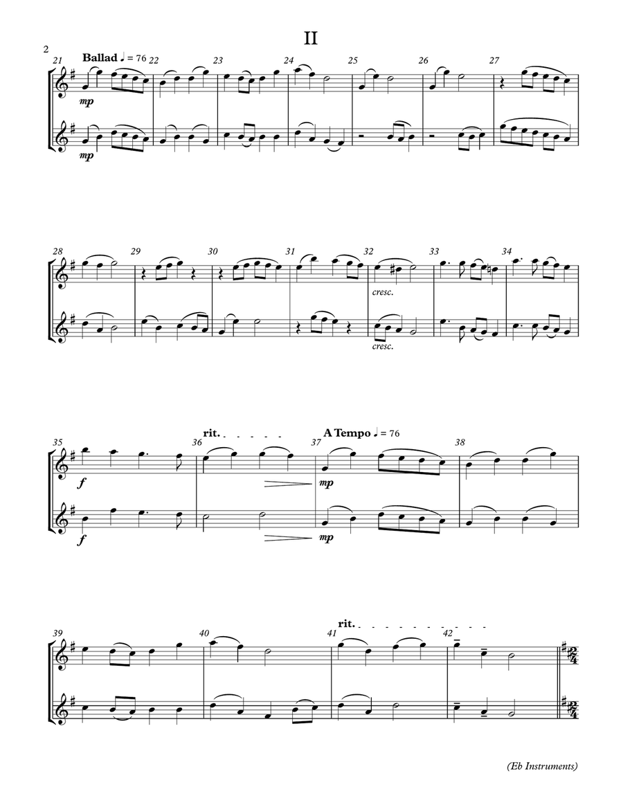 5 Duets For Any Two Band Instruments (Eb Treble Transposition) Woodwind Duet scores gallery preview page 2