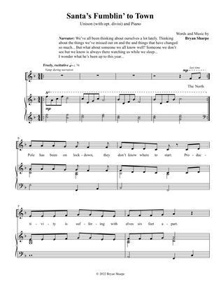 Santa's Fumblin' to Town - Unison/Two-part Chorus