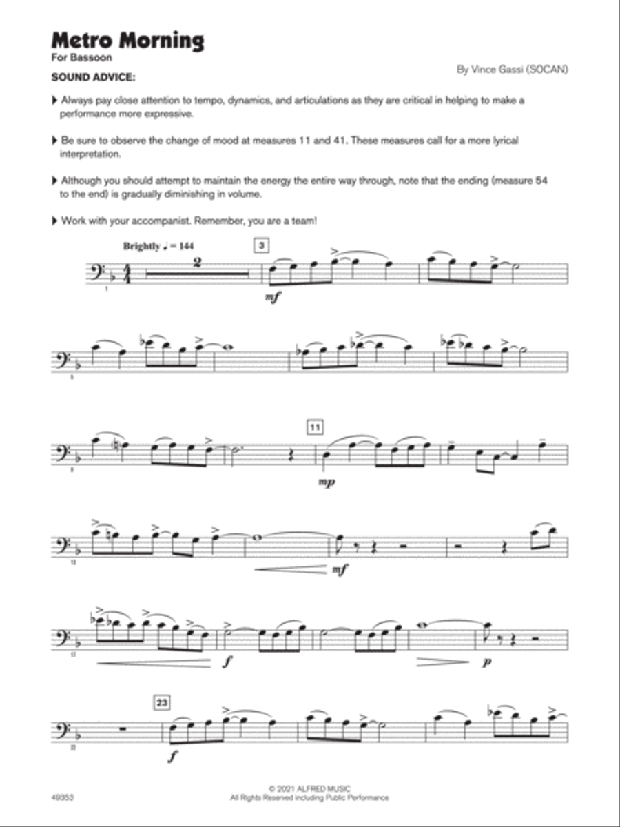 Metro Morning (Sound Innovations Soloist, Bassoon) Small Ensemble scores gallery preview page 2