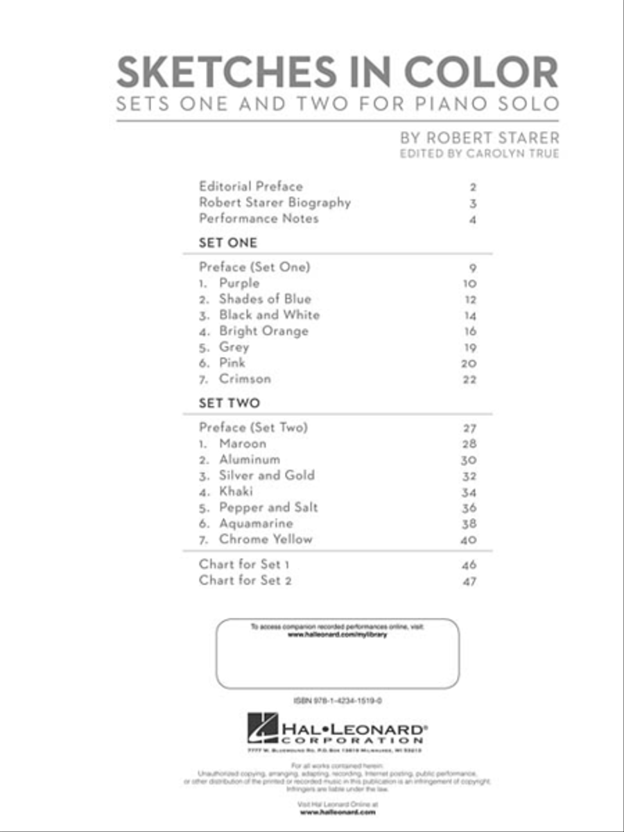 Robert Starer – Sketches in Color Piano Solo scores gallery preview page 3