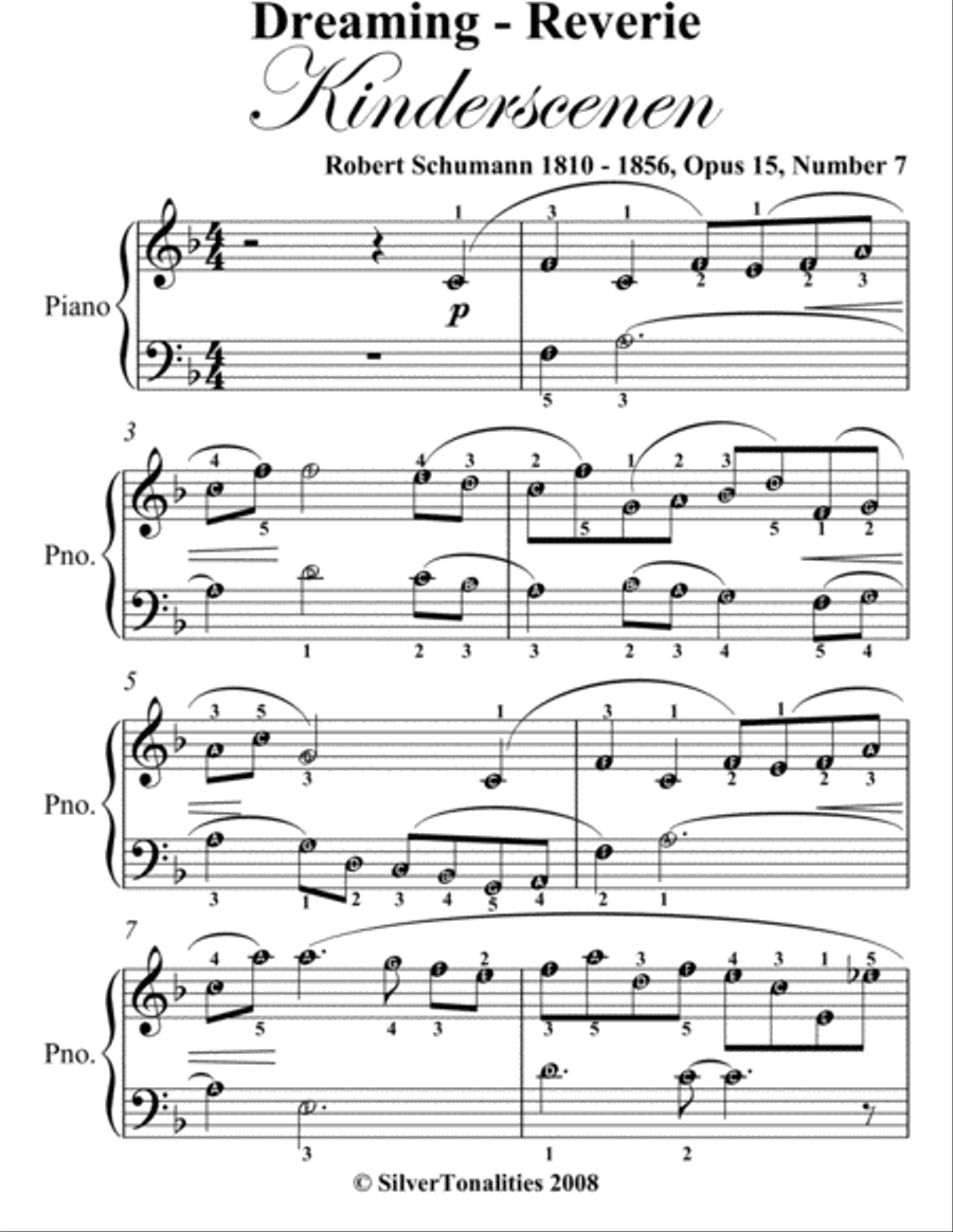 Dreaming Reverie Kinderscenen Easy Piano Sheet Music Easy Piano scores gallery preview page 2