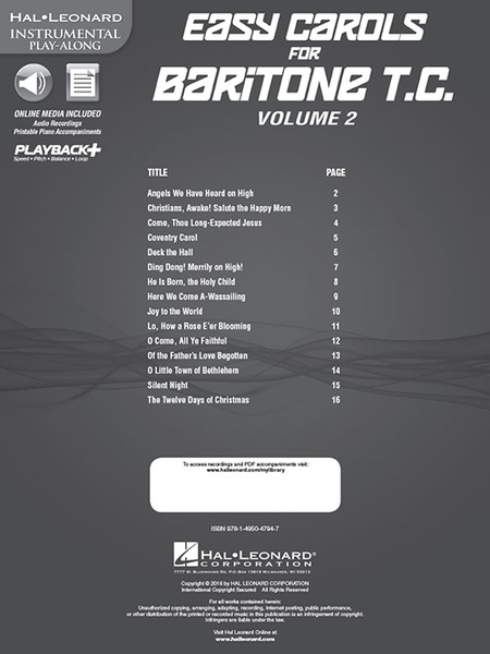 Easy Carols for Baritone T.C. - Vol. 2 image number null