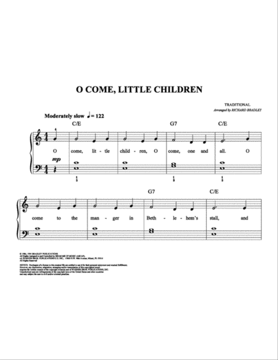 O Come, Little Children O Come, Little Children Easy Piano scores gallery preview page 1
