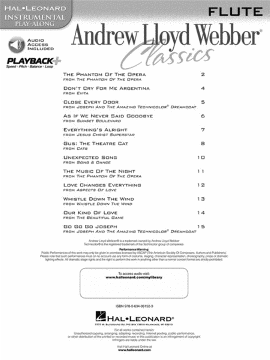 Andrew Lloyd Webber – Classics Flute Solo scores gallery preview page 2