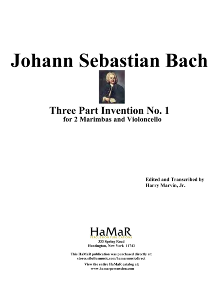 Three Part Invention No. 1 for 2 Marimbas & Cello