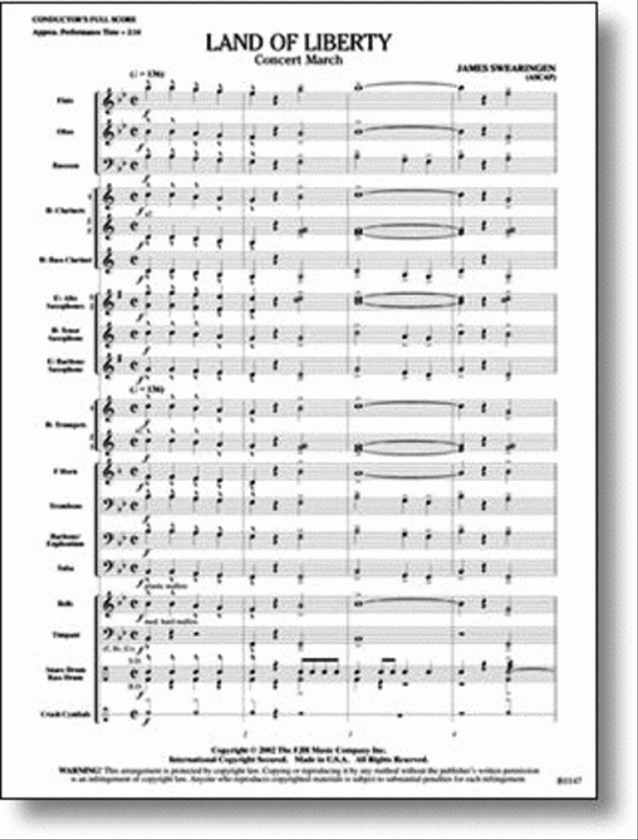 Land of Liberty Concert Band scores gallery preview page 1