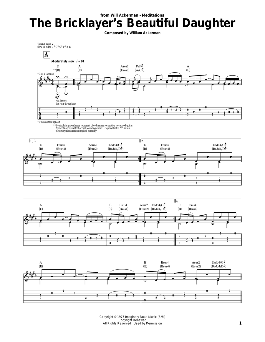 The Bricklayer's Beautiful Daughter Acoustic Guitar scores gallery preview page 1
