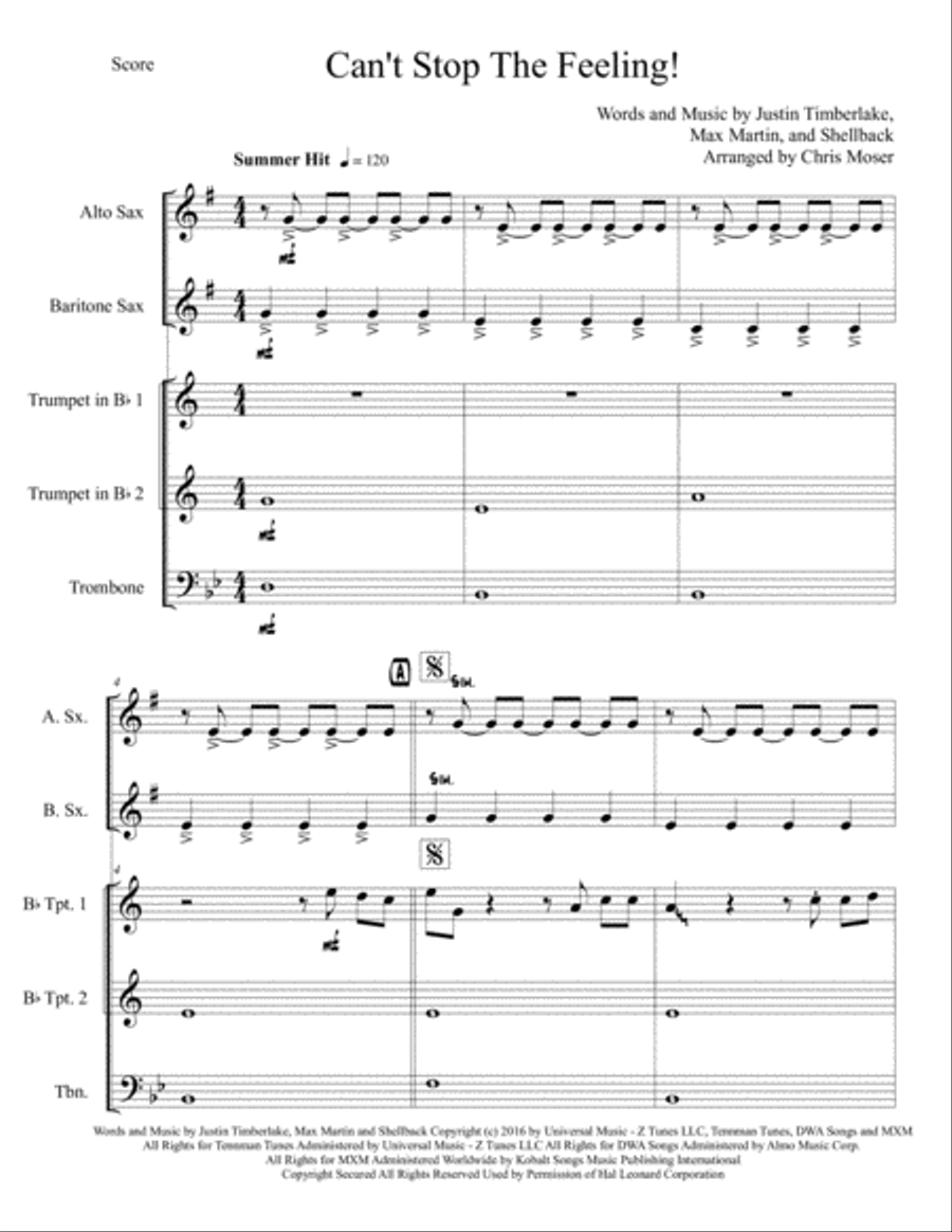 Can't Stop The Feeling from TROLLS Small Ensemble scores gallery preview page 2