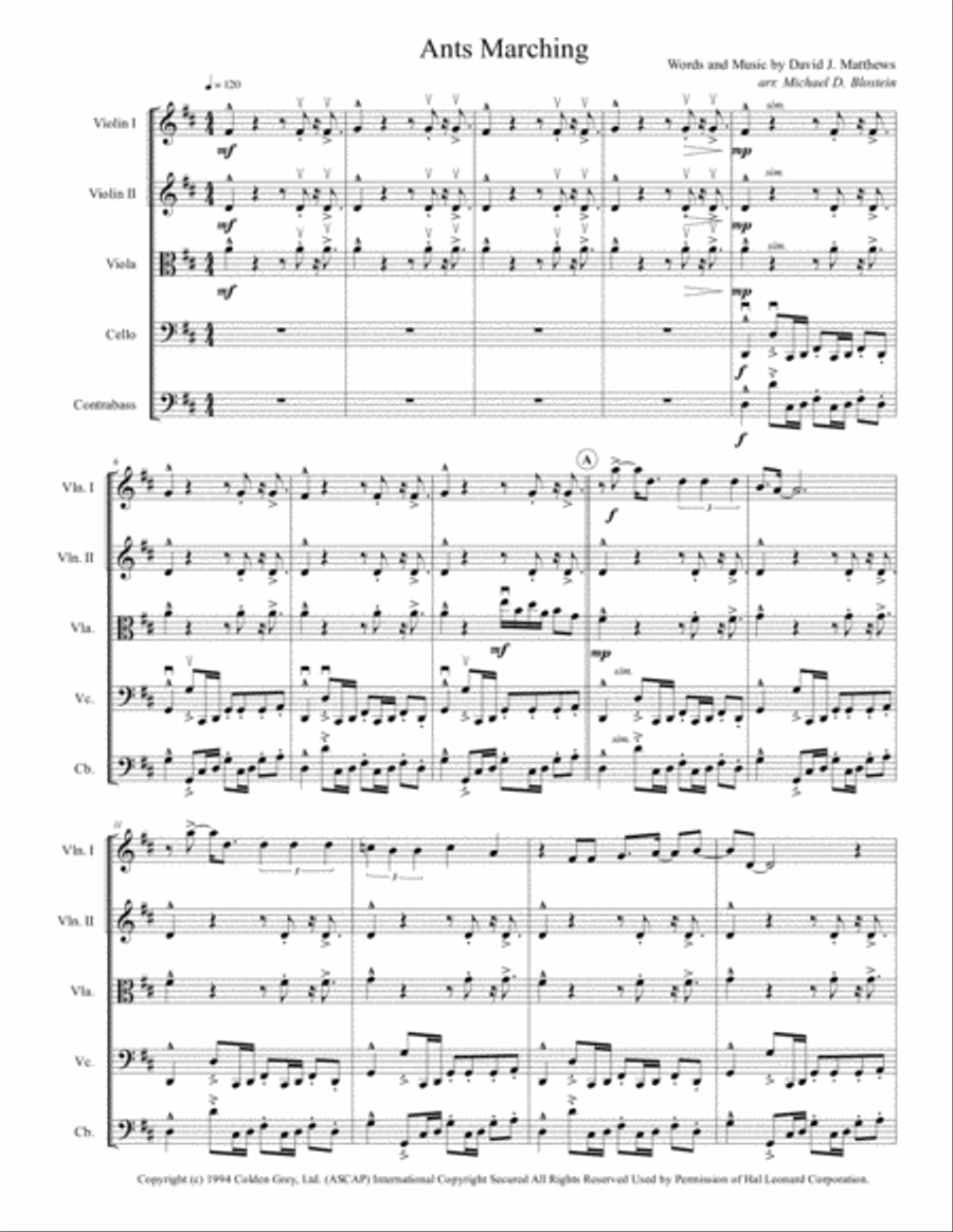 Ants Marching String Quartet scores gallery preview page 2