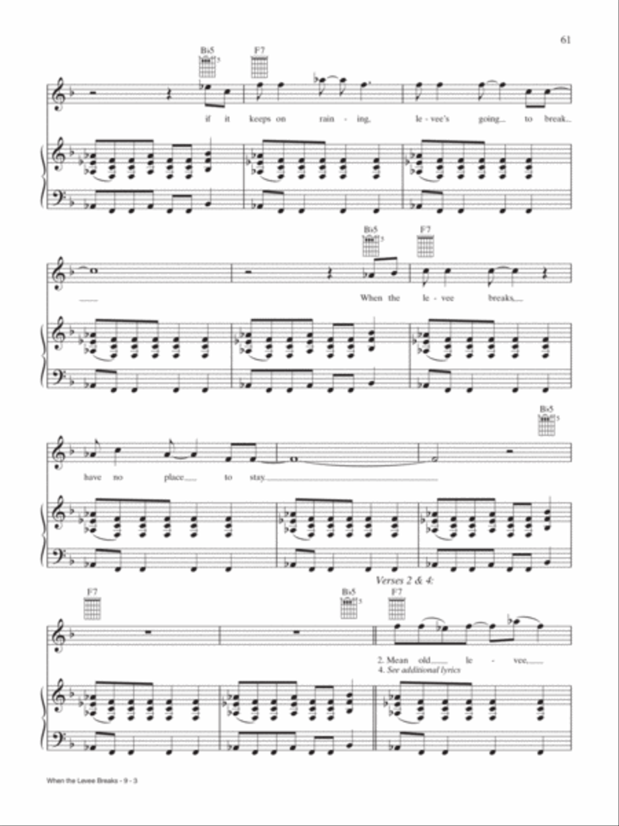 When the Levee Breaks Piano, Vocal, Guitar scores gallery preview page 3