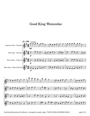 Good King Wenceslas for Clarinet Quartet in Schools