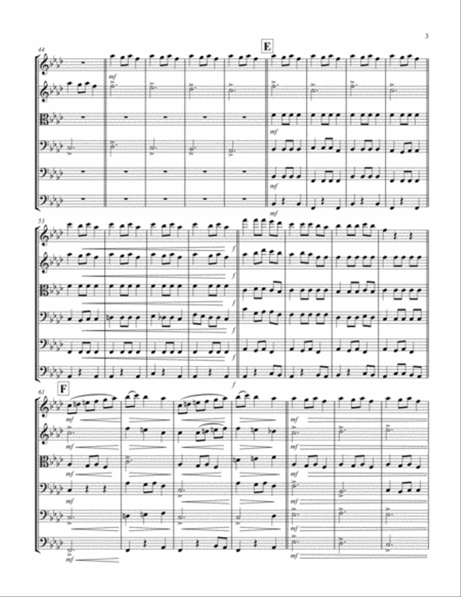 Carol of the Bells (F min) (String Sextet - 2 Violin, 1 Viola, 2 Cello, 1 Bass) Cello scores gallery preview page 3
