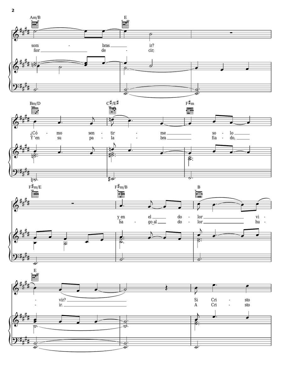 Como Podre Estar Triste (His Eye Is On The Sparrow) Piano, Vocal, Guitar scores gallery preview page 2