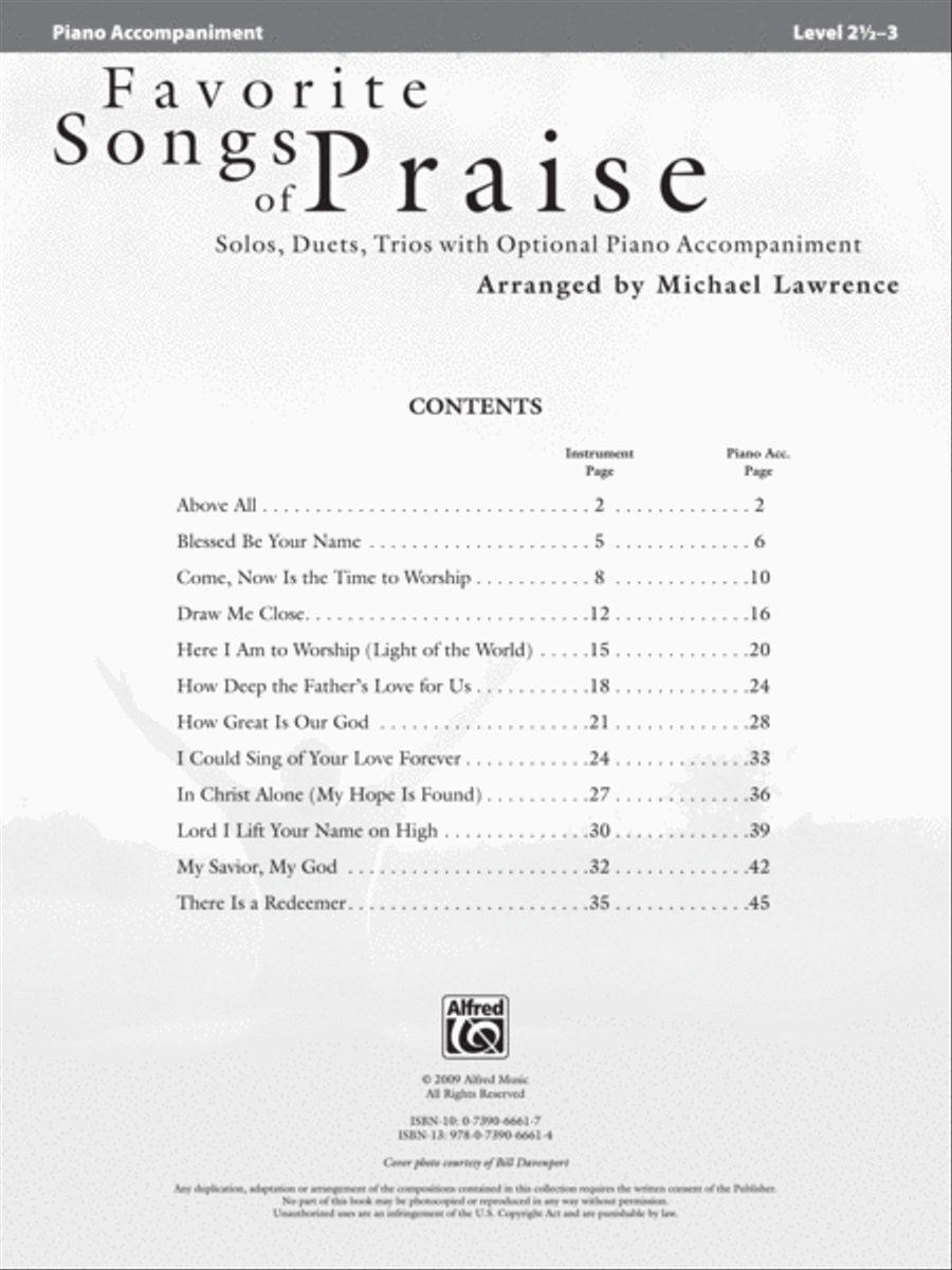 Favorite Songs of Praise (Solo-Duet-Trio with Optional Piano) Piano Solo scores gallery preview page 2