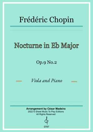 Book cover for Nocturne Op.9 No.2 by Chopin - Viola and Piano (Full Score)
