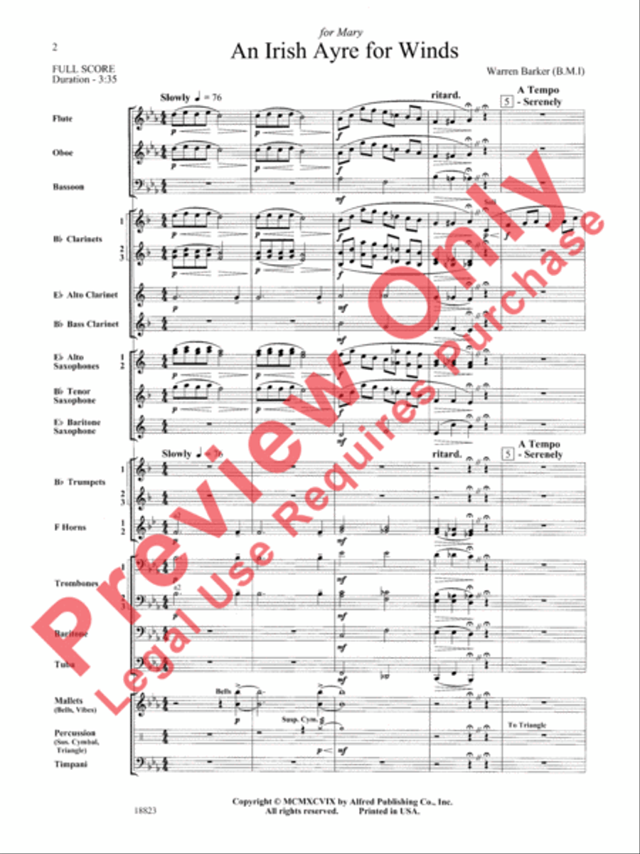 An Irish Ayre for Winds Concert Band scores gallery preview page 3
