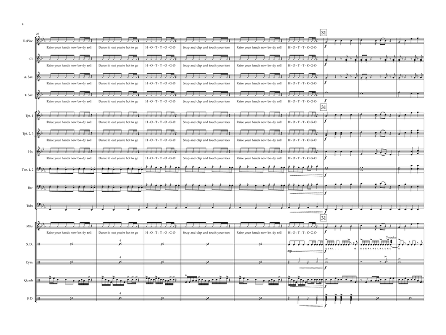 Hot To Go Marching Band scores gallery preview page 4