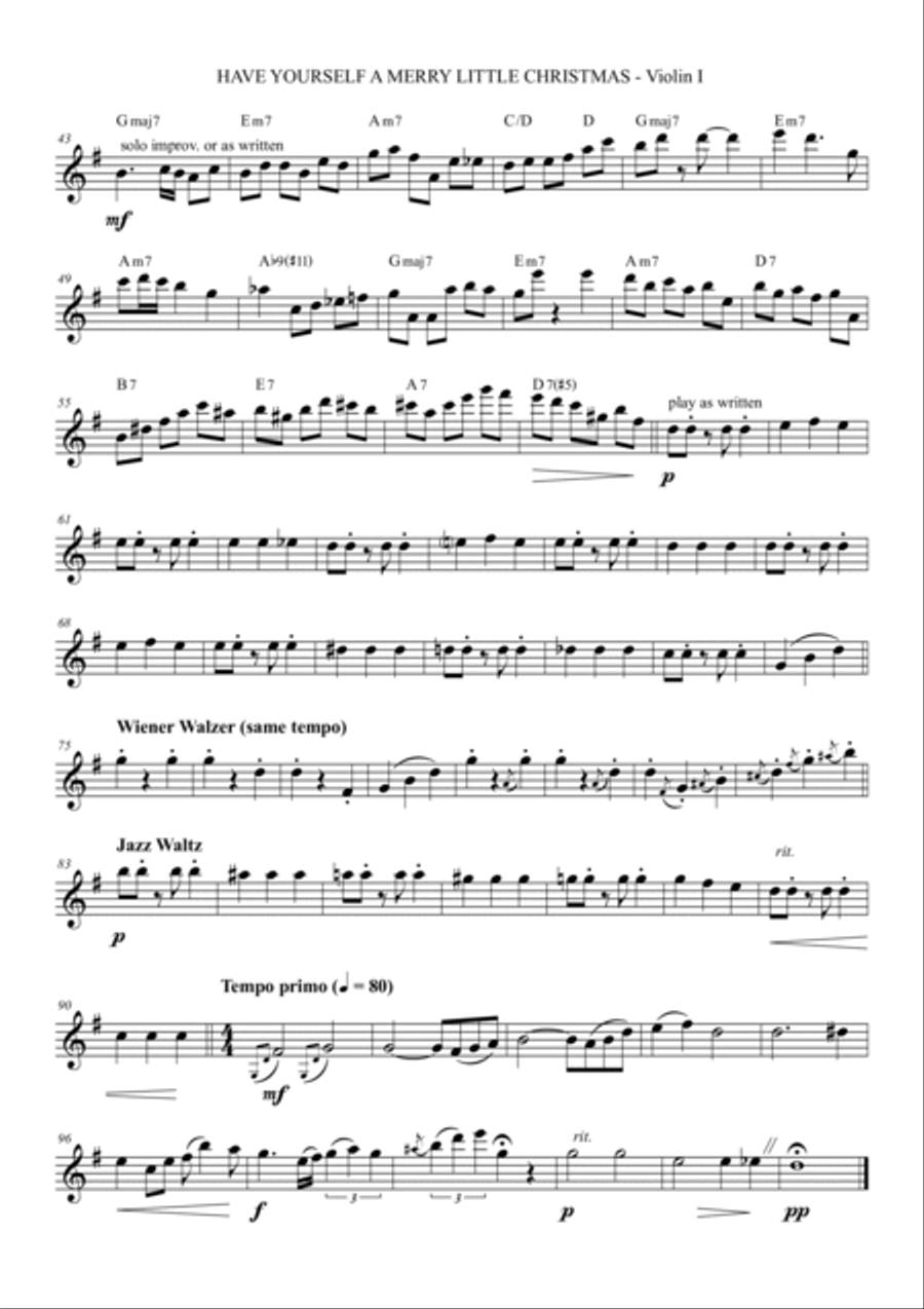 Have Yourself A Merry Little Christmas String Quartet scores gallery preview page 6