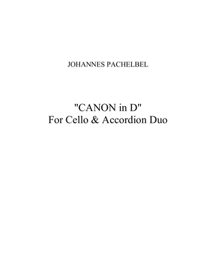 "Pachelbel Canon in D" for Cello & Accordion Duo