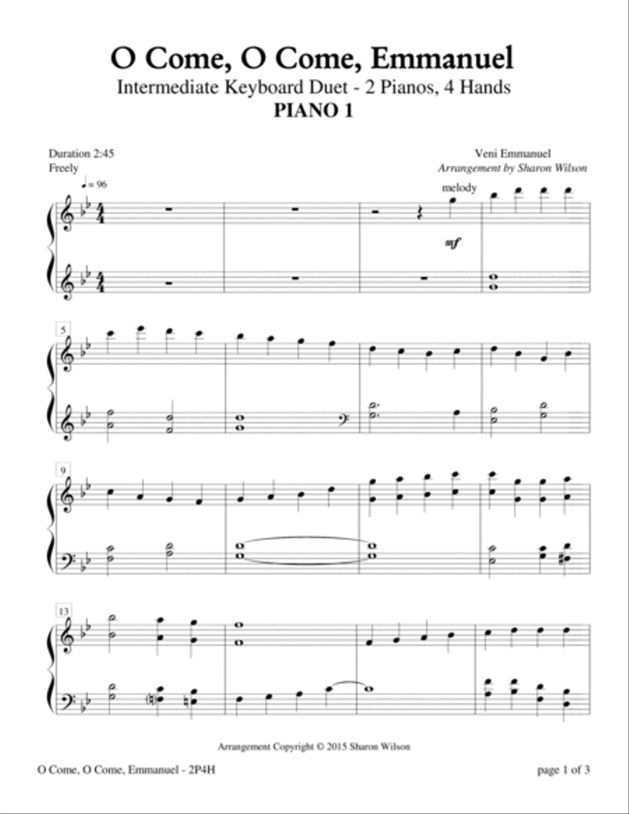 O Come, O Come, Emmanuel (2 Pianos, 4 Hands) 2 Pianos, 4-Hands scores gallery preview page 2