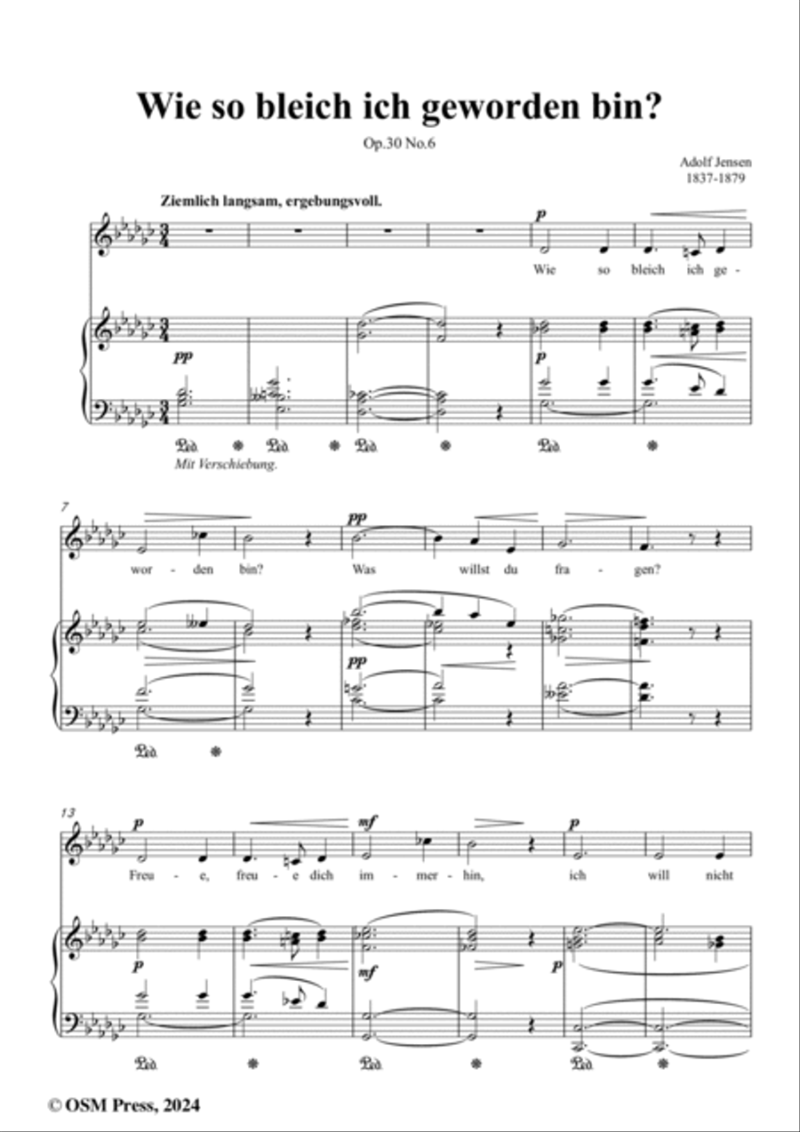 A. Jensen-Wie so bleich ich geworden bin?,Op.30 No.6,in G flat Major Voice scores gallery preview page 2