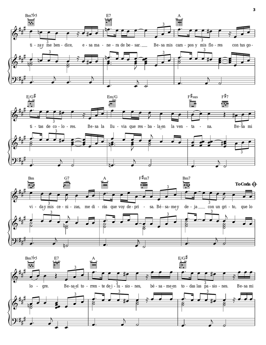 Besame Piano, Vocal, Guitar scores gallery preview page 3
