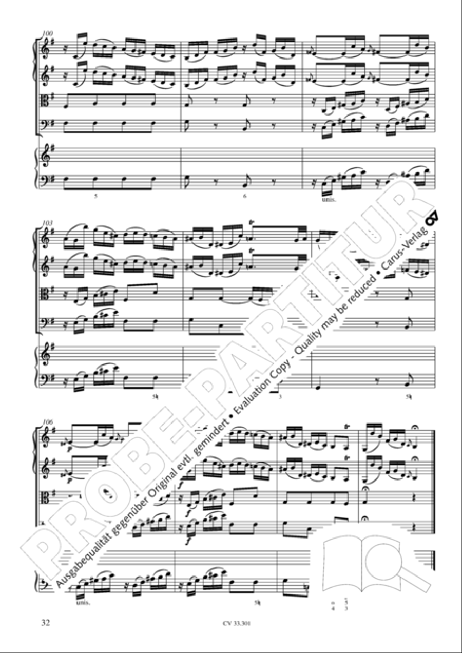 Concerto per il Cembalo in D Cello scores gallery preview page 33