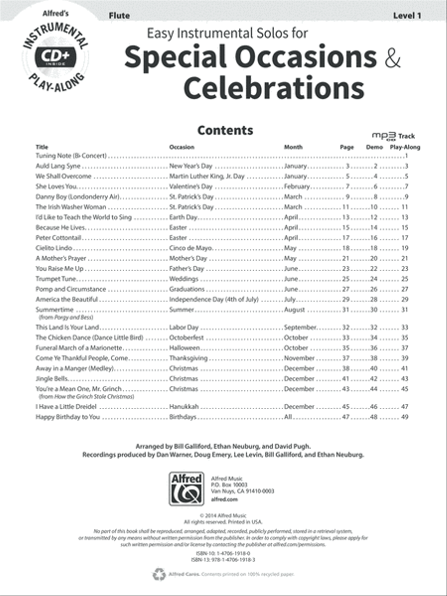Easy Instrumental Solos For Special Occasions & Celebrations Flute Solo scores gallery preview page 2