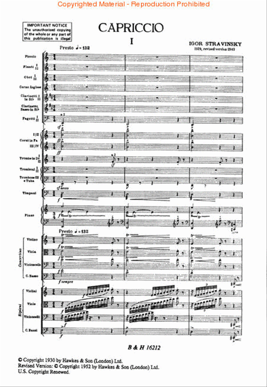 Capriccio (Revised 1949) Orchestra scores gallery preview page 2