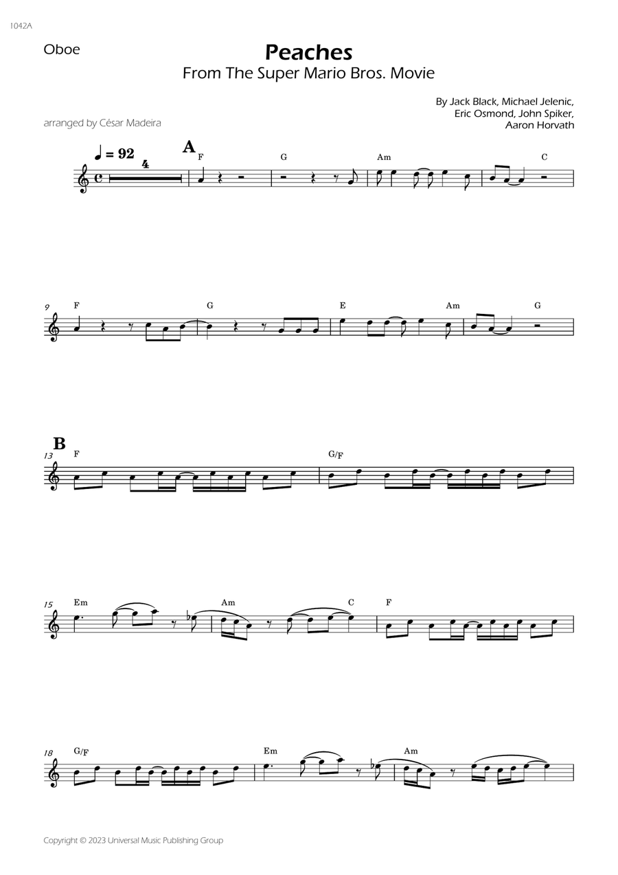 Peaches Peaches Oboe Solo scores gallery preview page 1