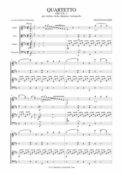 Quartet Op. 5 No. 1 for Violin, Viola, Guitar and Violoncello