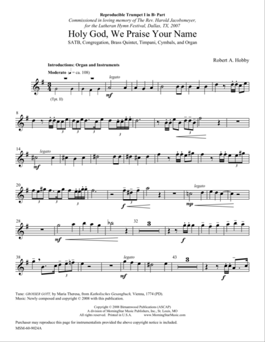 Holy God, We Praise Your Name Choir scores gallery preview page 1