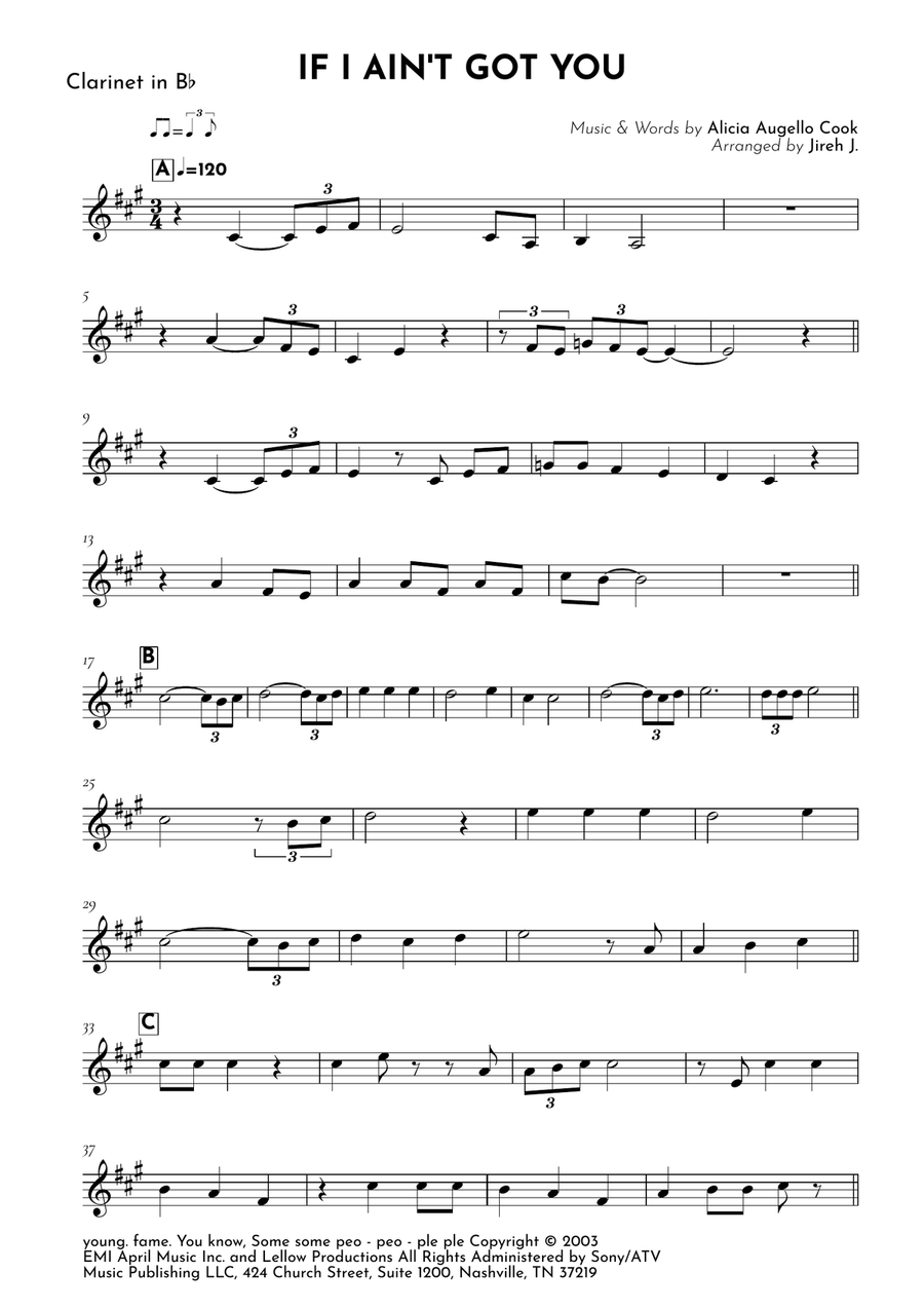 If I Ain't Got You If I Ain't Got You B-Flat Clarinet scores gallery preview page 2