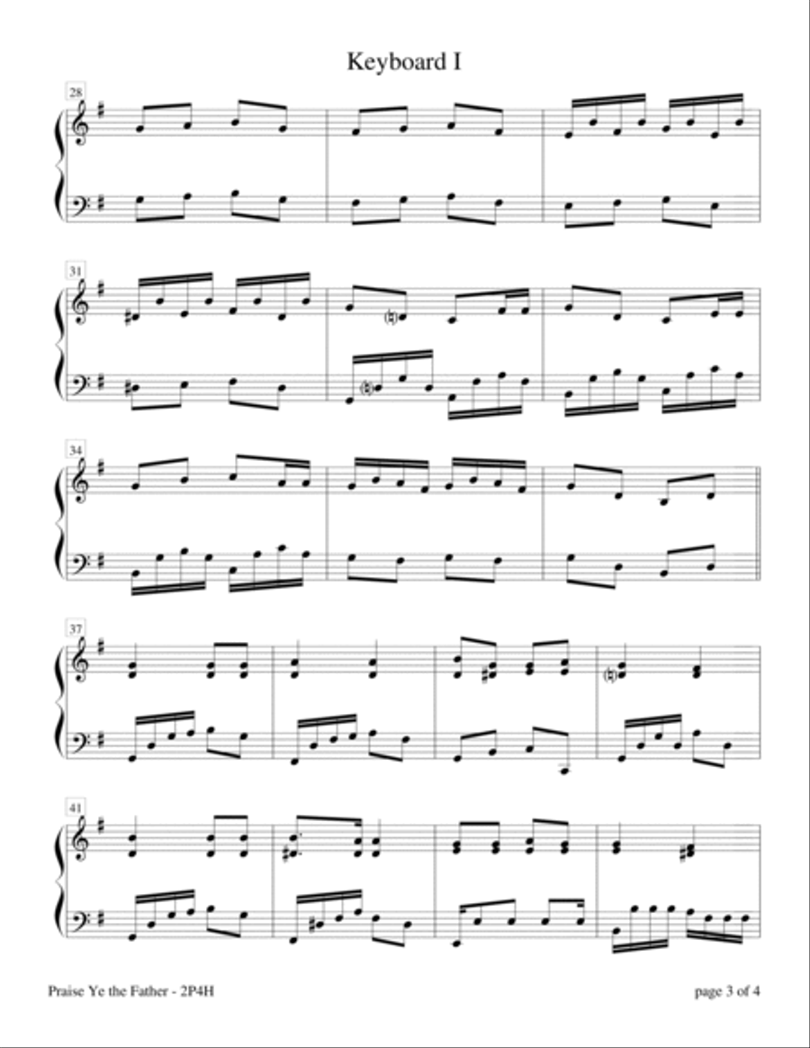 Praise Ye The Father (Keyboard Duet - 2 Pianos, 4 Hands) 2 Pianos, 4-Hands scores gallery preview page 3
