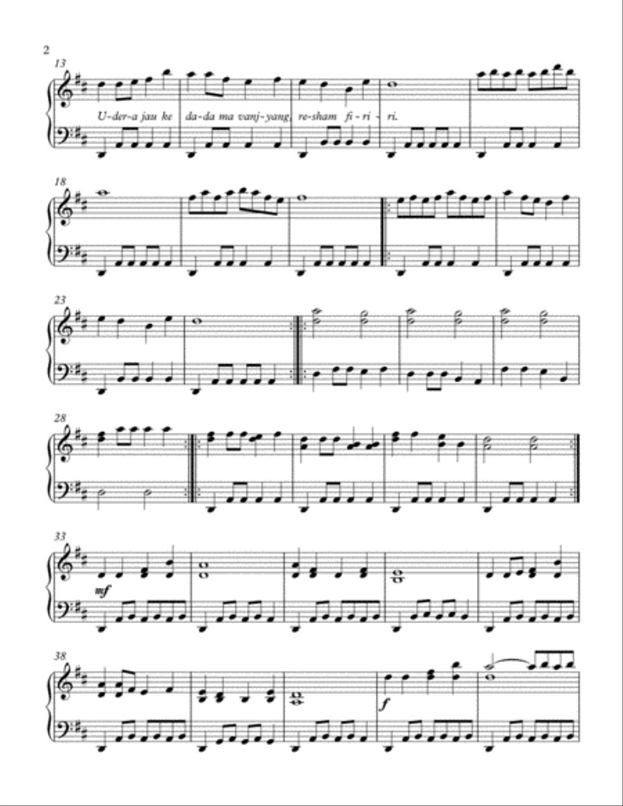 Resham Firiri Piano Solo scores gallery preview page 2