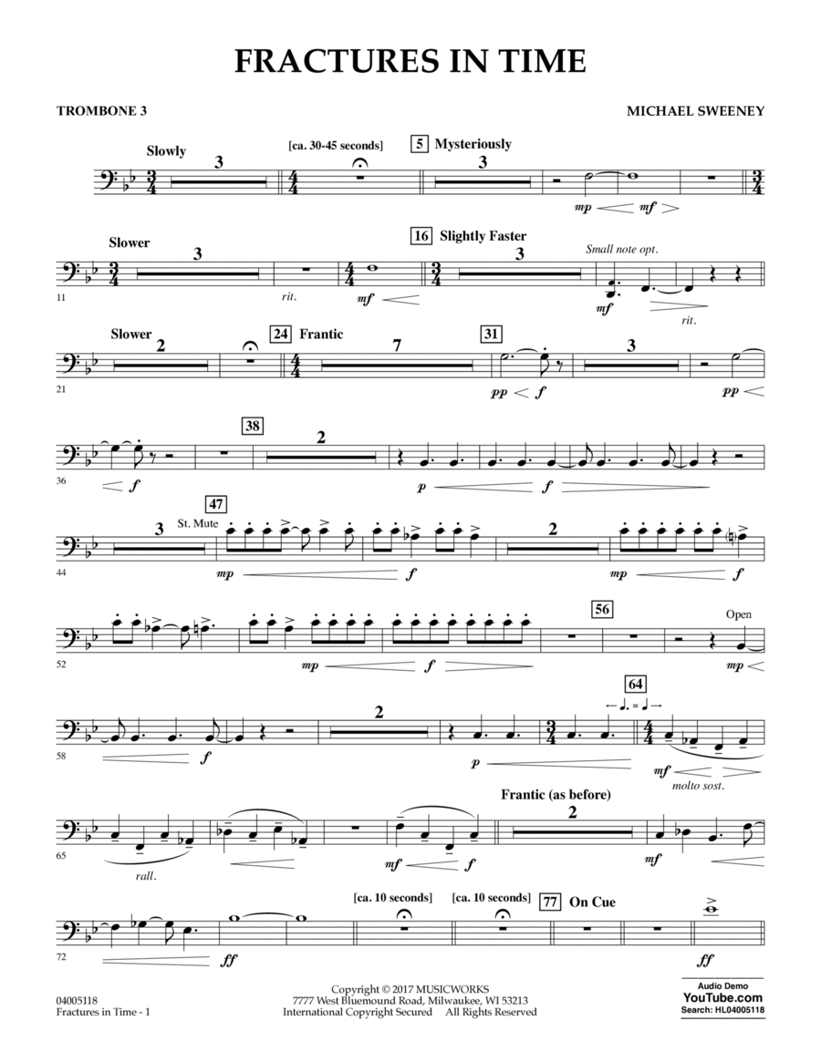 Fractures in Time - Trombone 3 Trombone scores gallery preview page 1