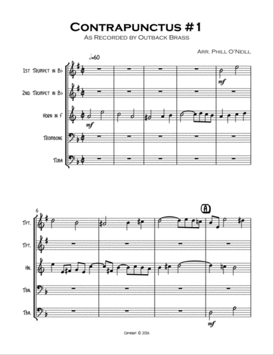 Contrapunctus #1 Brass Ensemble scores gallery preview page 2
