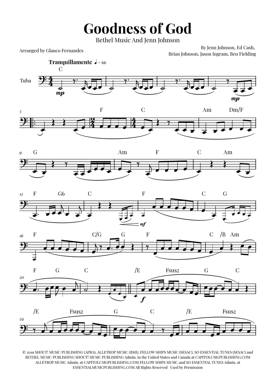 Goodness Of God Tuba scores gallery preview page 1