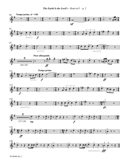 The Earth is the Lord's - Brass Quintet Score and Parts