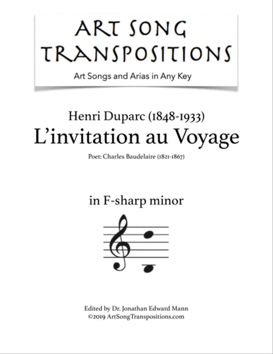 DUPARC: L'invitation au Voyage (transposed to F-sharp minor) Voice scores gallery preview page 1