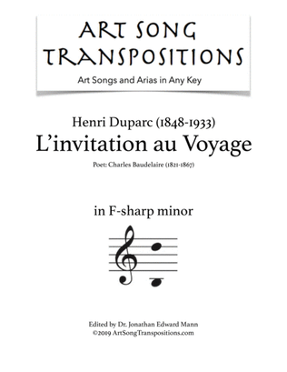 Book cover for DUPARC: L'invitation au Voyage (transposed to F-sharp minor)