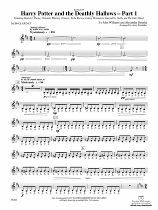 Harry Potter and the Deathly Hallows, Part 1, Suite from: 3rd B-flat Clarinet
